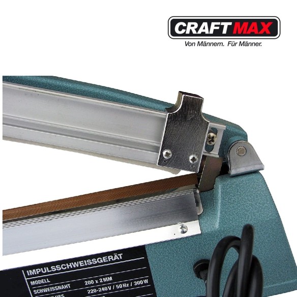 CRAFTMAX-Industrie-Impuls-Balkenschweissgeraet-Schneidwerk-fuer-thermoplastischen-Kunststofffolien-Schweissbalkenlaenge-200mm-Na