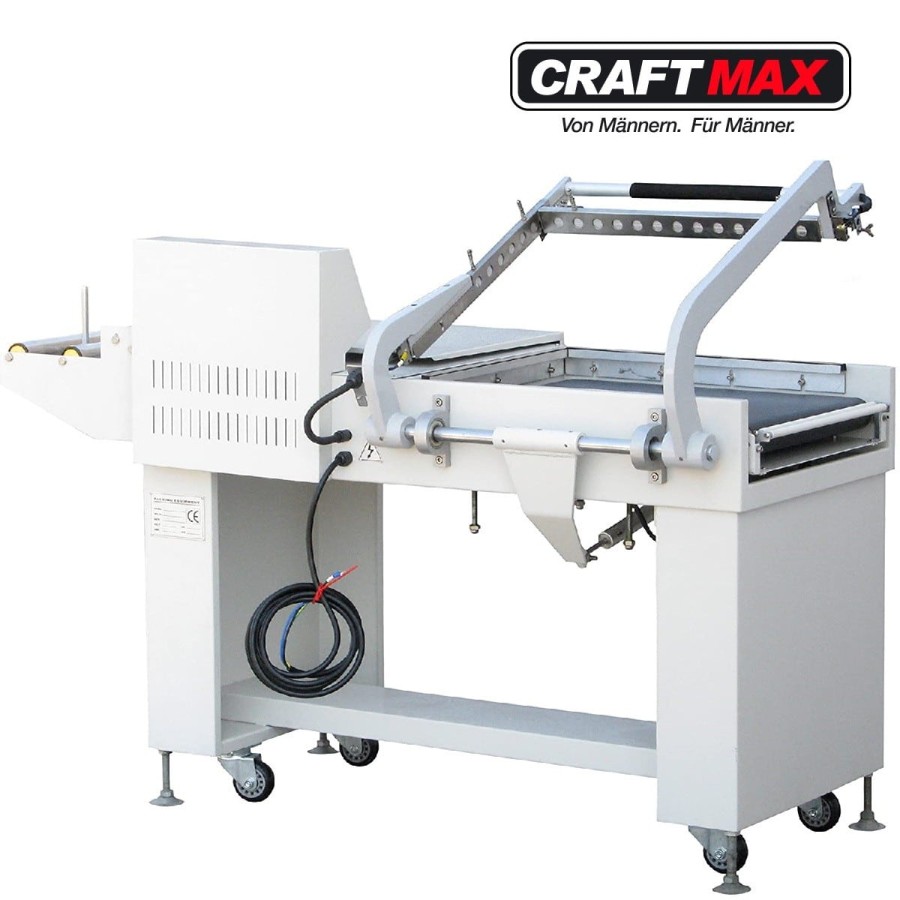 CRAFTMAX-Verpackung-Semiautomatisches-L-Winkelschweissgeraet-Foerderband-fuer-thermoplastischen-Kunststofffolien