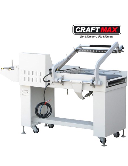 CRAFTMAX-Verpackung-Semiautomatisches-L-Winkelschweissgeraet-Foerderband-fuer-thermoplastischen-Kunststofffolien