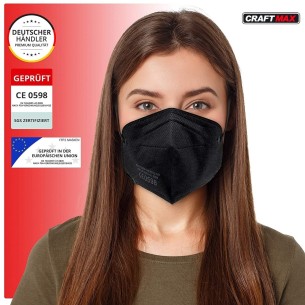 FFP2 Maske Atemschutzmaske gegen Staub, Allergene aus Deutschland - schwarz - 15 Stück Vorteilspack