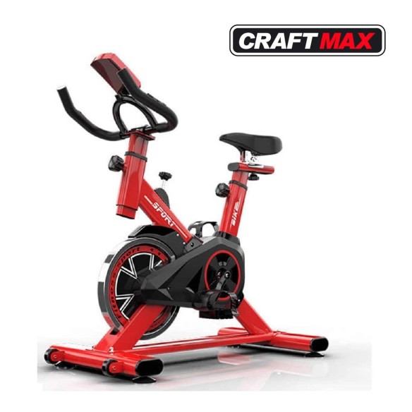 CRAFTMAX-Speedbike-CMX-22-Kg-Schwungrad-Armstuetze-Pulsgurt-Ergometer-Trainingscomputer-150-Kg-rot-1
