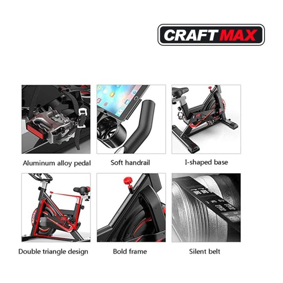 CRAFTMAX-Speedbike-CMX-22-Kg-Schwungrad-Armstuetze-Pulsgurt-Ergometer-Trainingscomputer-150-Kg-rot-7