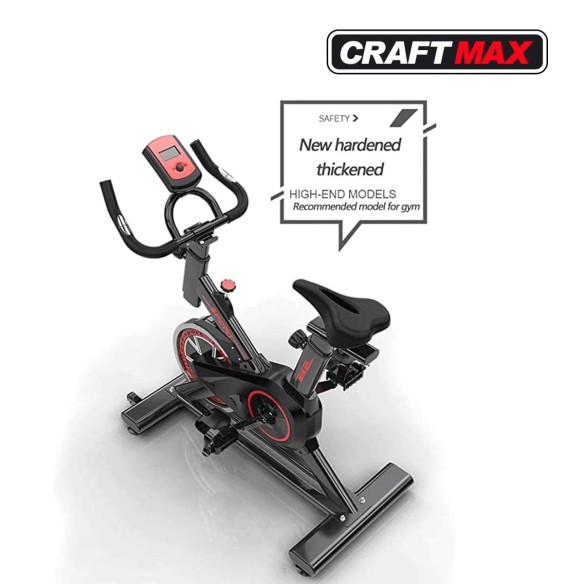 CRAFTMAX-Speedbike-CMX-22-Kg-Schwungrad-Armstuetze-Pulsgurt-Ergometer-Trainingscomputer-150-Kg-rot-8