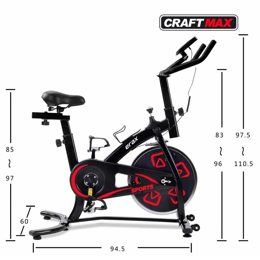 CRAFTMAX-Speedbike-erax-8-Kg-Schwungrad-Armstuetze-Trainingscomputer-bis-100-Kg-schwarz-5