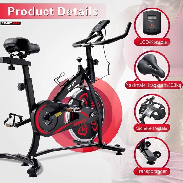 CRAFTMAX-Speedbike-erax-8-Kg-Schwungrad-Armstuetze-Trainingscomputer-bis-100-Kg-schwarz-8