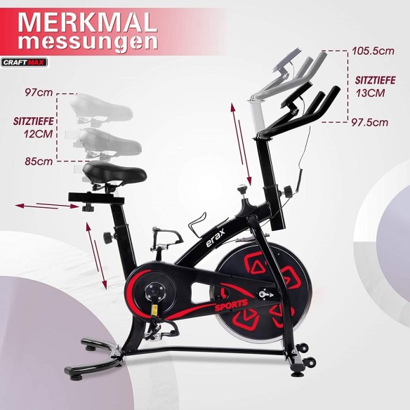 CRAFTMAX-Speedbike-erax-8-Kg-Schwungrad-Armstuetze-Trainingscomputer-bis-100-Kg-schwarz-9