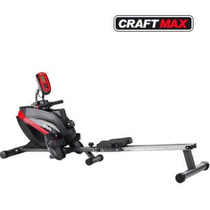 CRAFTMAX-Rudergeraet-klappbar-Magnetbremssystem-kugelgelagerter-Rudersitz-Trainingscomputer-TUeV-geprueft-schwarz