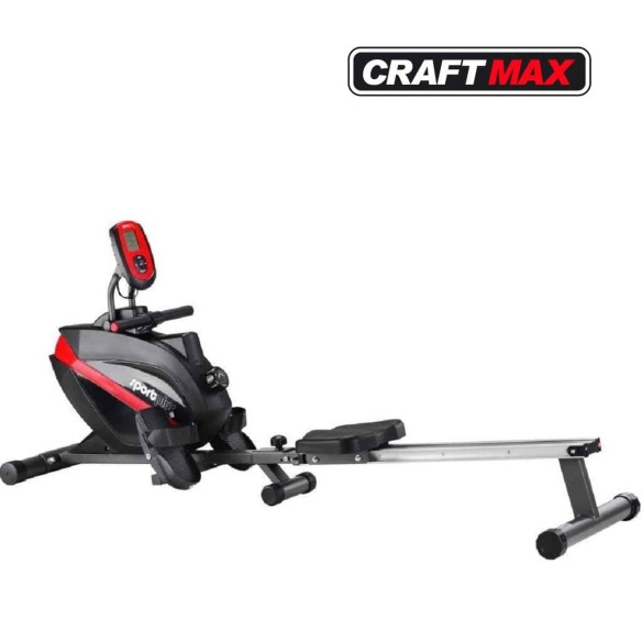 CRAFTMAX-Rudergeraet-klappbar-Magnetbremssystem-kugelgelagerter-Rudersitz-Trainingscomputer-TUeV-geprueft-schwarz