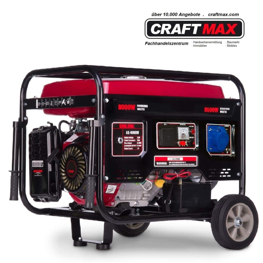 CAFTMAX-fahrbares-Inverter-Stromaggregat-9000Ws-105kVA-16PS-4-Takt-Benzin-Motor-mit-Elektro-Zuendung-1