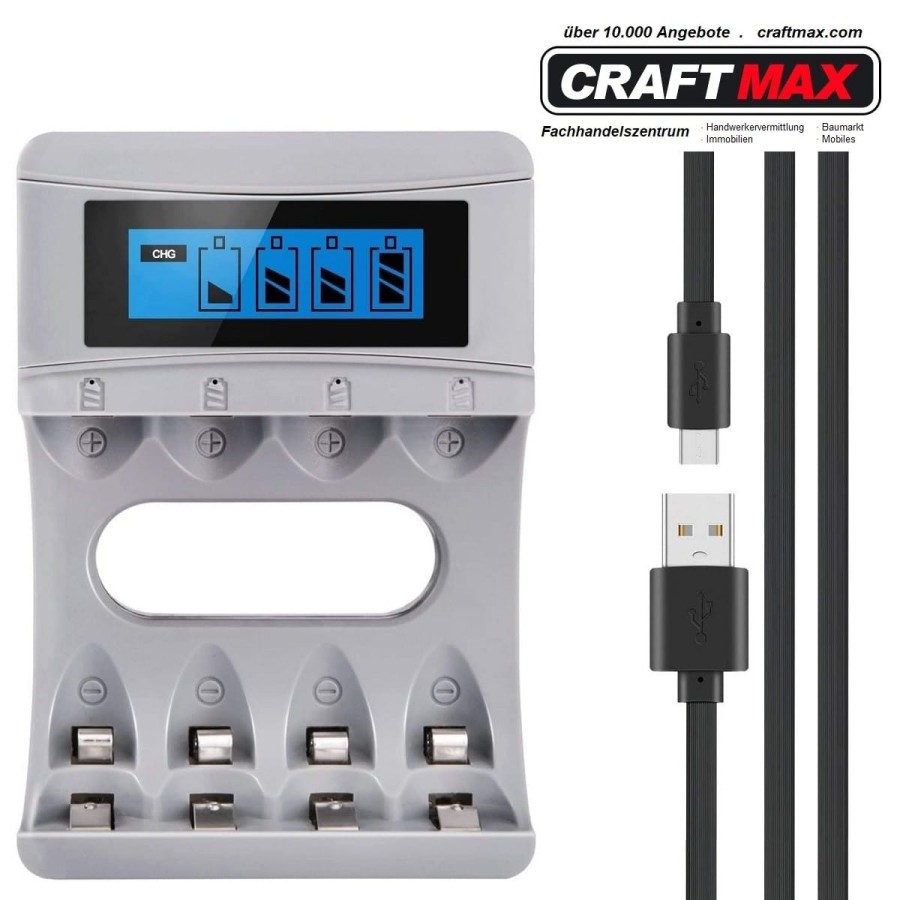 CRAFTMAX-USB-Batterie-Akku-Ladegeraet-NI-MH-NI-CD-AA-AAA-2000mAh-5V-LCD-blauer-Bildschirm-1