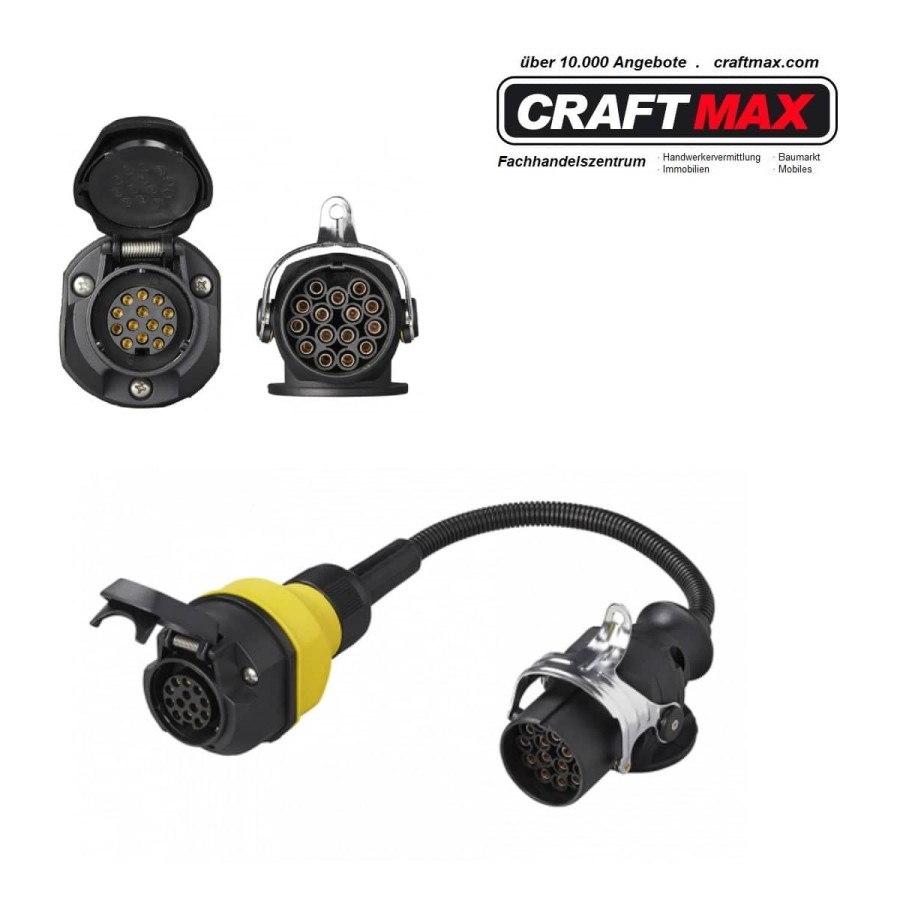 CRAFTMAX-Spiral-Zwischenkabel-24V-mit-13-pol-Stecker-zum-PKW-Anhaenger-Zugfahrzeug