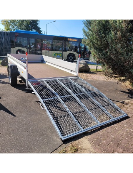 KLAPPFIX-1300-ALU-Kastenanhaenger-2.50×1.40×0.35m-Stahlgitterheckklappe-Auffahrrampe-3