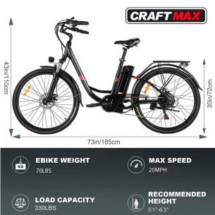 CRAFTMAX-Seniors26-E-Bike-Elektrofahrrad-Seniorenrad-26Zoll-350W-Narbenmotor-36V-8-Amh-7Gang-Nabenschaltung 2