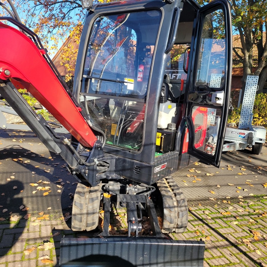 CRAFTMAX-Kettenbagger-1.8t-18.4KW25PS-Diesel-Glas-Fahrerkabine-Joystick-schwenkbarer-Baggerarm-11