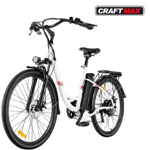 CRAFTMAX-Seniors26-E-Bike-Elektrofahrrad-Seniorenrad-26Zoll-350W-Narbenmotor-36V-8Amh-7Gang-Nabenschaltung-weiss