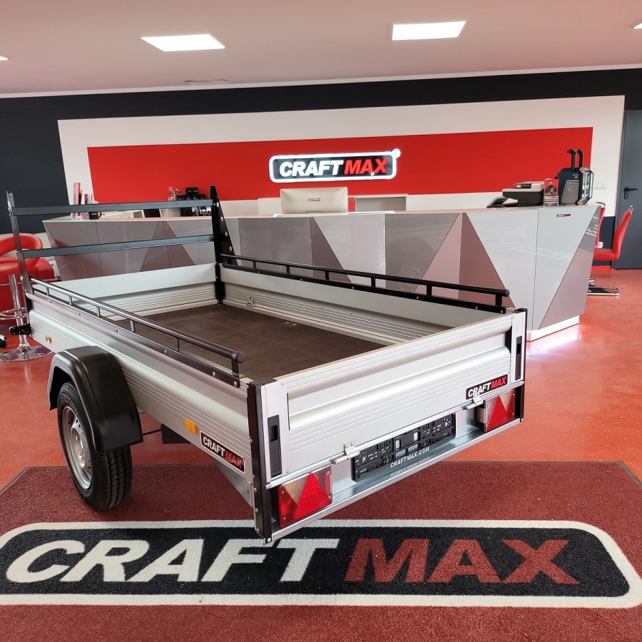 CRAFTMAX-MAXI-Kastenanhaenger-1300-Kg-ALU-Bordwaende-H-Gestell-Reling-100kmh-4