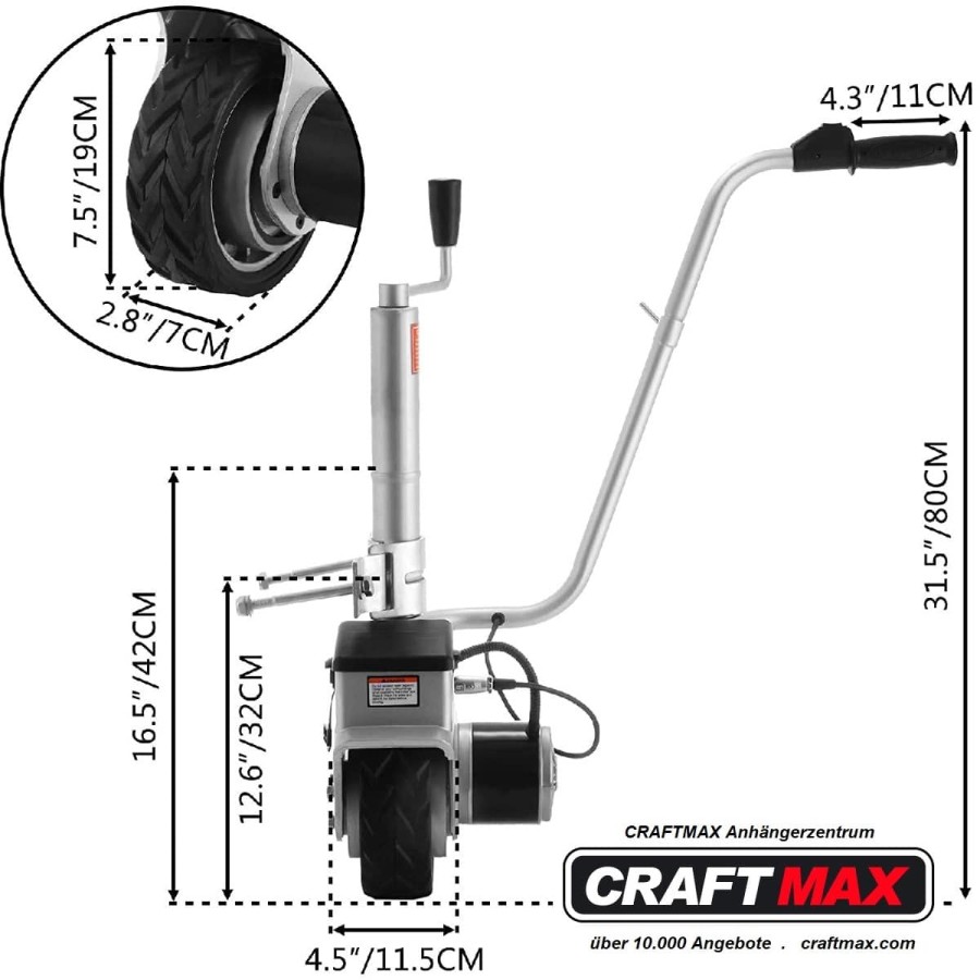 CRAFTMAX-350W-12V-Motorisiertes-Stuetzrad-Rangierhilfe-fuer-PKW-Anhaenger-Zugkraft-22t.-1