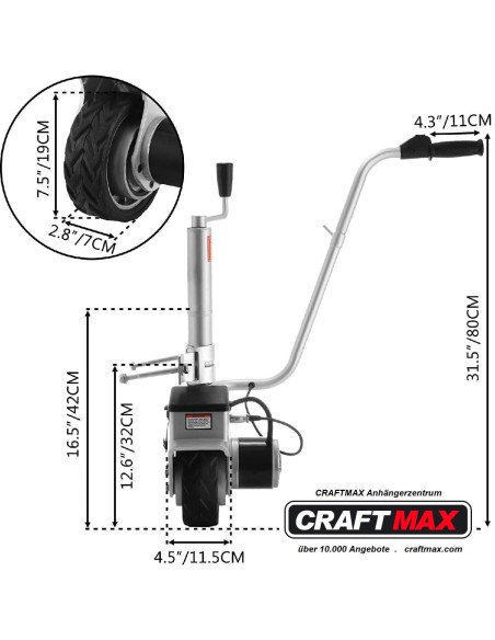 CRAFTMAX-350W-12V-Motorisiertes-Stuetzrad-Rangierhilfe-fuer-PKW-Anhaenger-Zugkraft-22t.-1