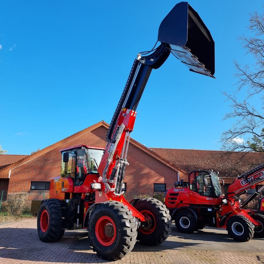 CRAFTMAX-TWL400CE-4×4-Radlader-Teleskoparm-4t-Hubkraft-10t-Eigengewicht-20m³-Schaufelkapazitaet-1