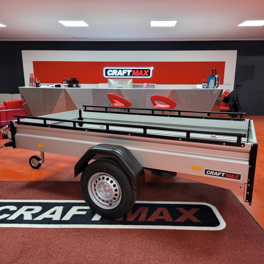 CRAFTMAX-MAXI-1300kg-Kastenanhaenger-H-Gestell-Reling-100Kmh-Einachser-Tieflader-gebremst-2