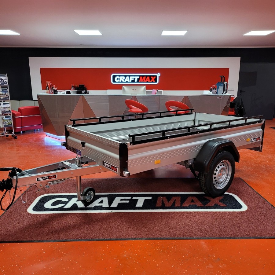 CRAFTMAX-MAXI-1300kg-Kastenanhaenger-H-Gestell-Reling-100Kmh-Einachser-Tieflader-gebremst-4