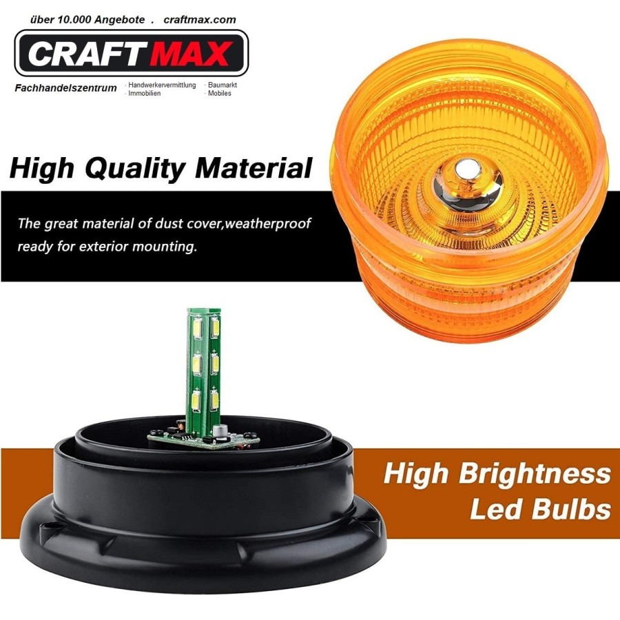 CRAFTMAX-LED-Rundumleuchte-gelb-orange-Auto-Anhaenger-Baumaschine-Magnetfuss-12V80V-5
