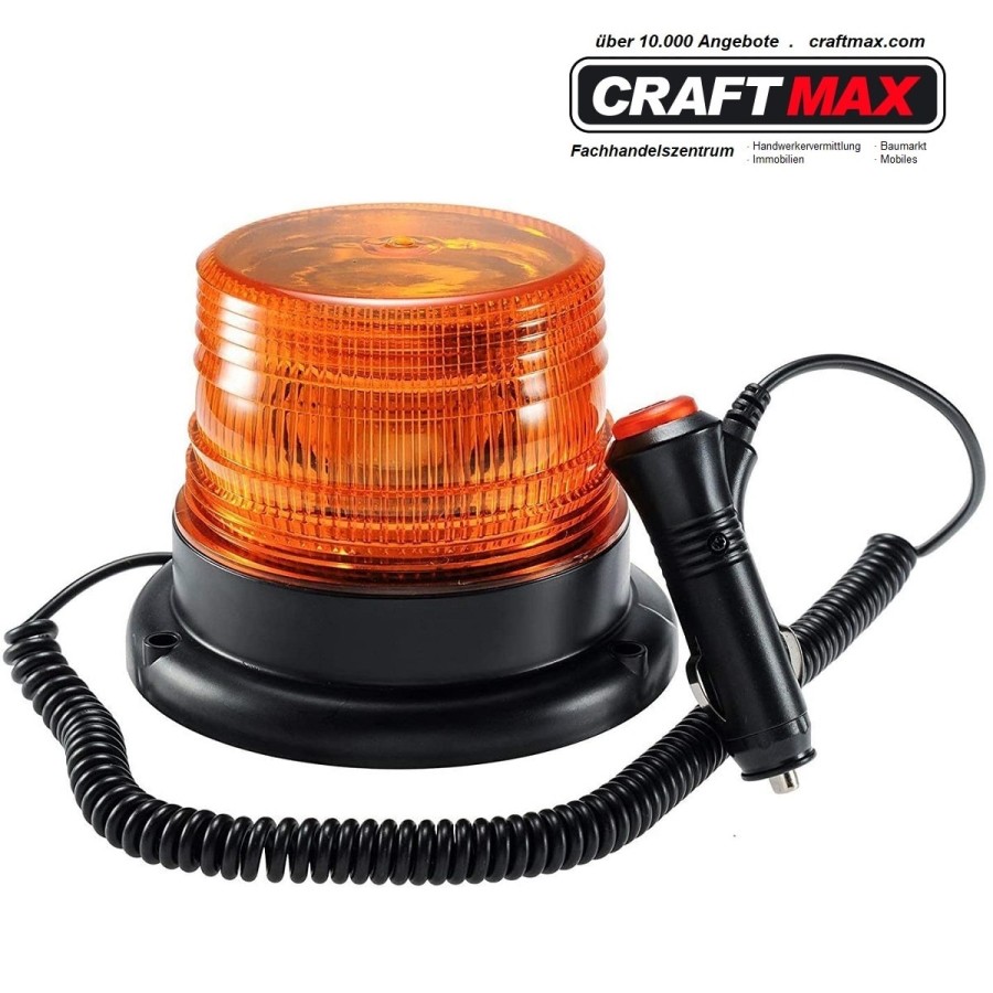 CRAFTMAX-LED-Rundumleuchte-gelb-orange-Auto-Anhaenger-Baumaschine-Magnetfuss-12V80V-1
