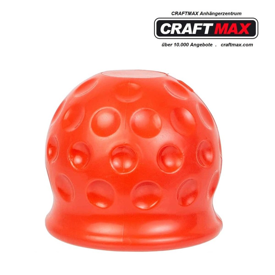 CRAFTMAX-Anhaengerkupplung-Abdeckung-universal-Gummi-Golfball-Form-ROT