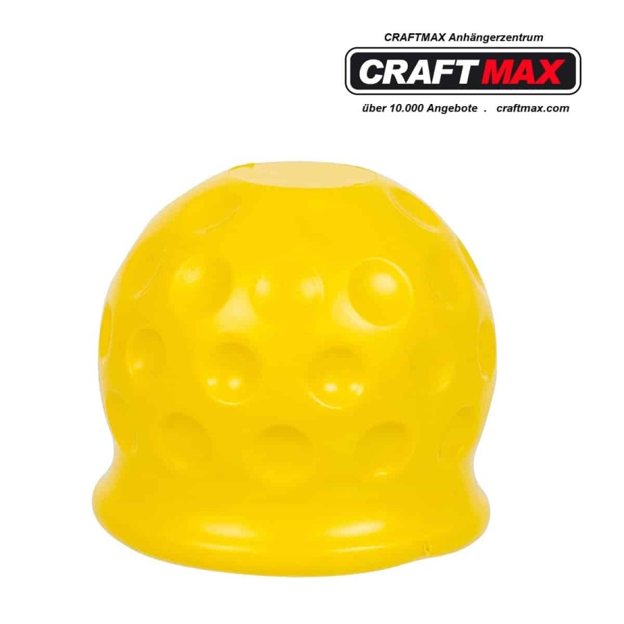 CRAFTMAX-Anhaengerkupplung-Abdeckung-universal-Gummi-Golfball-Form-GELB