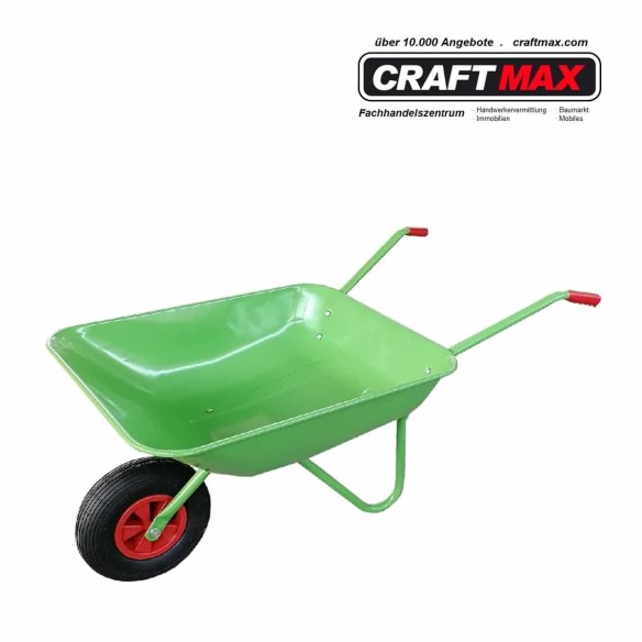 CRAFTMAX-neon-green-Gartenschubkarre-65L-hellgruen-Metall-Mulde
