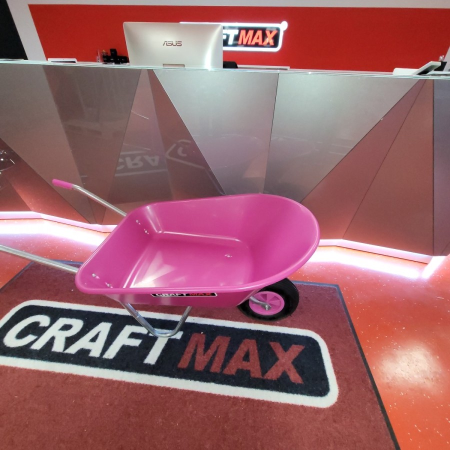 CRAFTMAX-violetta-Gartenschubkarre-63L-PP-Mulde-Luftreifenrad-pink-4
