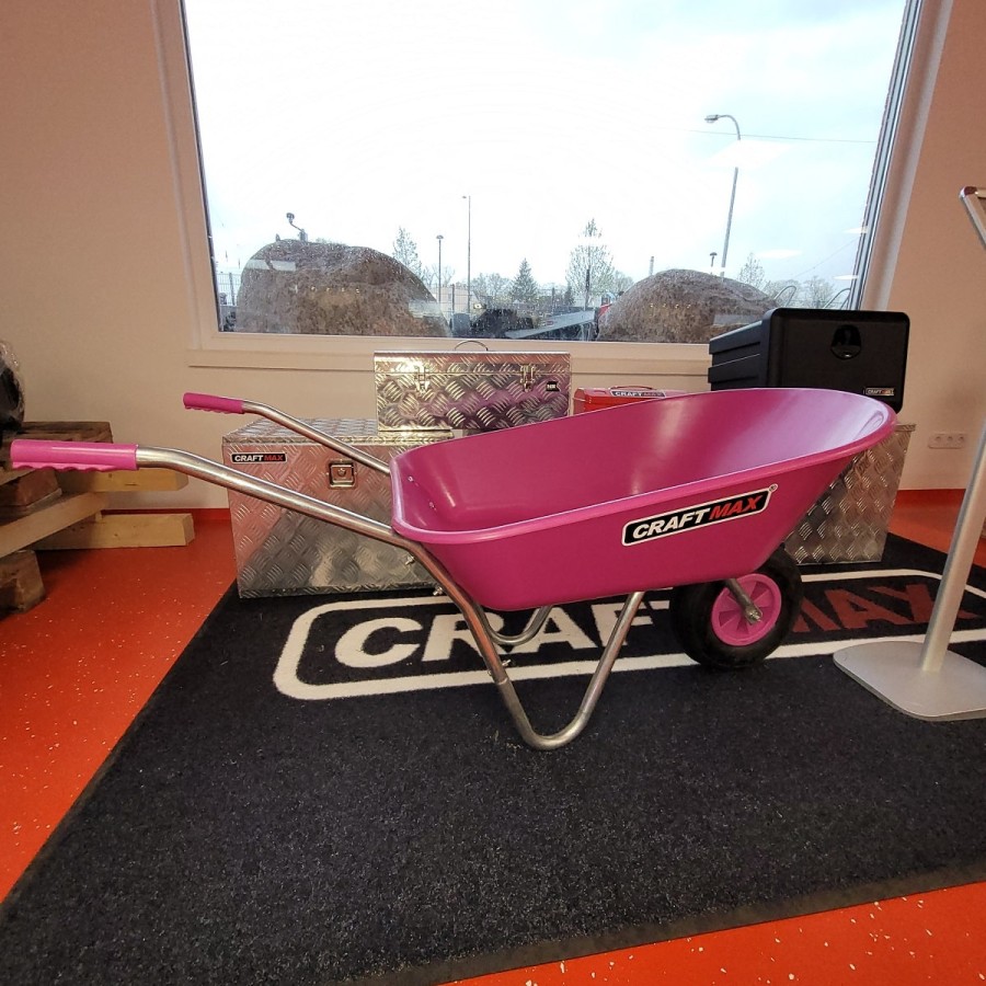CRAFTMAX-violetta-Gartenschubkarre-63L-PP-Mulde-Luftreifenrad-pink-2