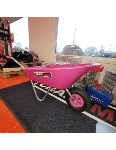 CRAFTMAX-violetta-Gartenschubkarre-63L-PP-Mulde-Luftreifenrad-pink-1