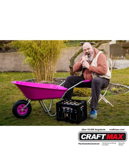 CRAFTMAX-violett-Gartenschubkarre-65L-PP-Mulde-Luftreifenrad-pink-2