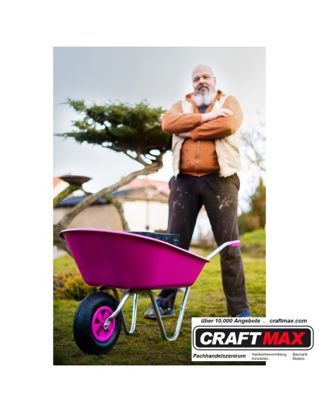 CRAFTMAX-violett-Gartenschubkarre-65L-PP-Mulde-Luftreifenrad-pink-3