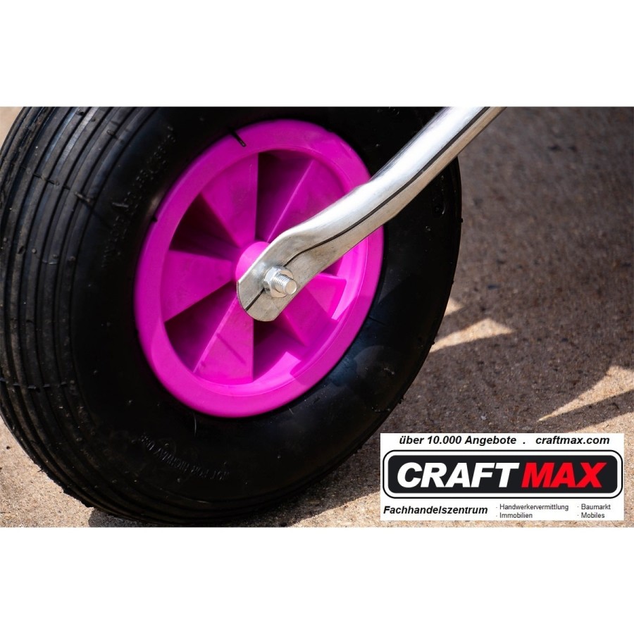 CRAFTMAX-violett-Gartenschubkarre-65L-PP-Mulde-Luftreifenrad-pink-6