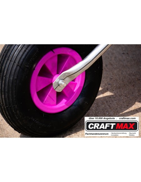 CRAFTMAX-violett-Gartenschubkarre-65L-PP-Mulde-Luftreifenrad-pink-6
