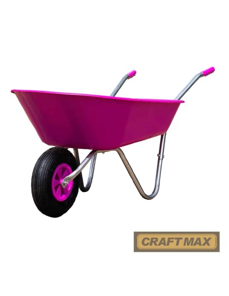 CRAFTMAX-violett-Gartenschubkarre-65L-PP-Mulde-Luftreifenrad-pink-7