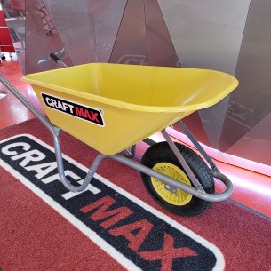 CRAFTMAX-yellow-Gartenschubkarre-100L-mit-gelber-Polypropylen-Mulde-Luftreifenrad-1