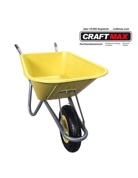 CRAFTMAX-yellow-Gartenschubkarre-100L-gelb-Polypropylen-Mulde-Luftreifenrad