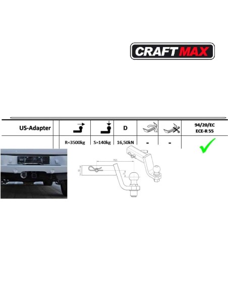 CRAFTMAX®-Anhaengerkupplung-Adapter-fuer-US-Fahrzeuge-Kugelkopf-Kupplungskugel-mit-tiefgezogenem-Kugelkopf-2