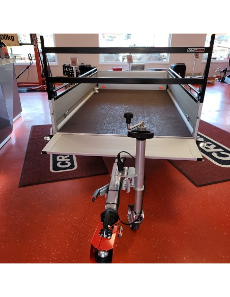 CRAFTMAX-MAXI-1300Kg-Kastenanhaenger-gebremst-35er-ALU-Bordwaende-Front-Heckklappe-abnehmbar-Reling-H-Gestell-2.500x1.400x0.35cm