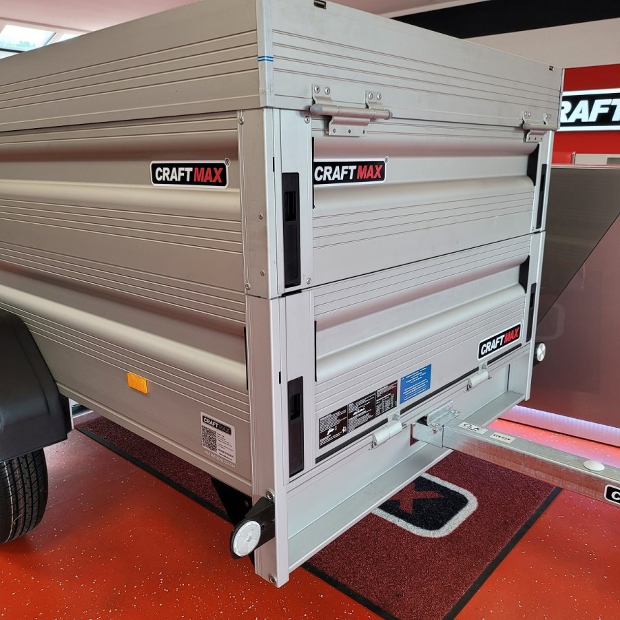 CRAFTMAX-CLEVER-Kastenanhaenger-750Kg-ungebremst-75er-ALU-Bordwaende-Heckklappe-Frontklappe-ALU-Deckel-8