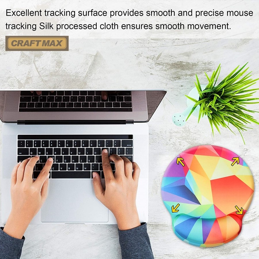 CRAFTMAX-geometrix-Design-Mauspad-mit-Handgelenkstuetze-ergonomische-Memory-Schaum-Handgelenkauflage-5