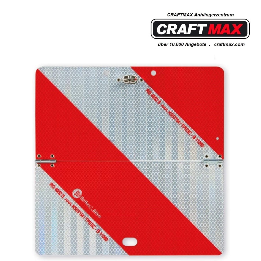 CRAFTMAX-Nachtparkwarntafel-Stahlblech-reflektierend-horizontal-klappbar-282-x-282mm-rechtsweisend
