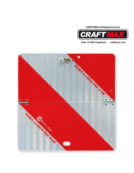 CRAFTMAX-Nachtparkwarntafel-Stahlblech-reflektierend-horizontal-klappbar-282-x-282mm-rechtsweisend
