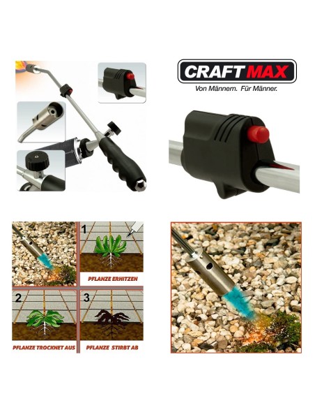 CRAFTMAX-Edelstahl-Flammwerfer-sichere-Piezo-Zuendung-Wildkrautbekaempfung-Unkrautentfernen-Unkrautvernichter