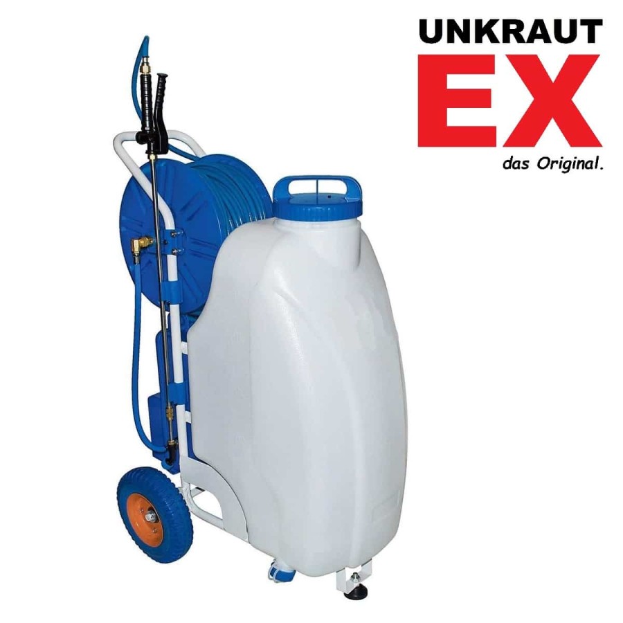 UnkrautEX-gladiator45-Elektrischer-Druckspruehwagen-50m-Schlauch-Teleskop-Spruehduese-Akku-Leistung-6h-45-Liter-1