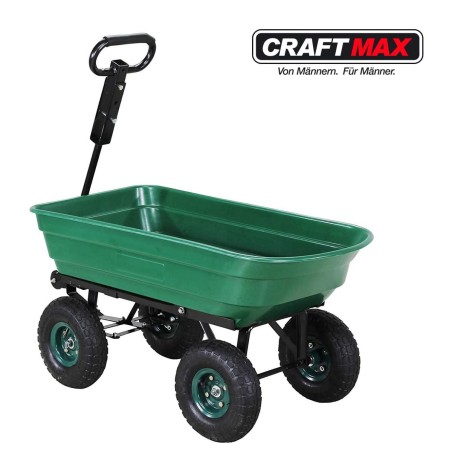 CRAFTMAX-bolly-Handwagen-Luftreifen-Deichsel-Lenkachse-Kippfunktion-110x95x51cm-300Kg-gruen-1