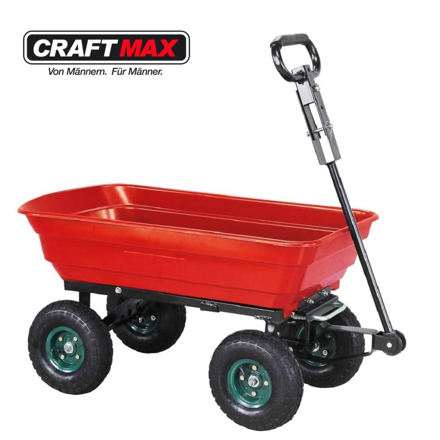 CRAFTMAX-bolly-Handwagen-Luftreifen-Deichsel-Lenkachse-Kippfunktion-110x95x51cm-300Kg-rot-2
